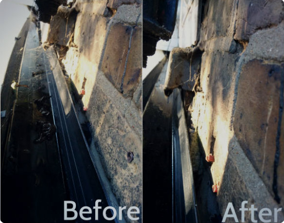 gutter cleaning before and after